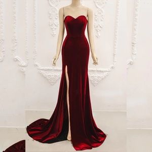 Red Velvet Mermaid Gown